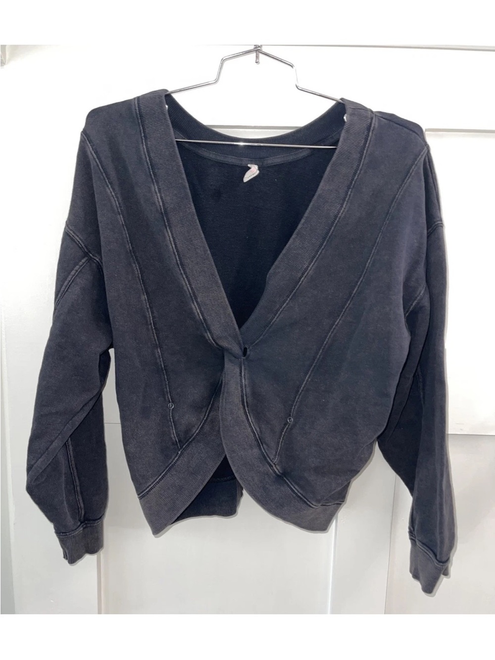 We The Free People Sweatshirt Med Black Reversible Twist Front Go For The Gold